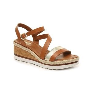 EUC/LIKE NEW Coach and Four Banno Cork Wedge Sandals in Luggage/Gold - Size 7